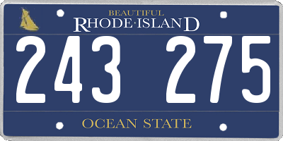 RI license plate 243275