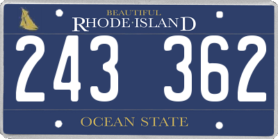 RI license plate 243362