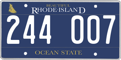 RI license plate 244007