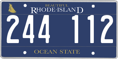 RI license plate 244112