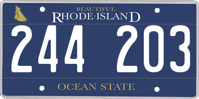 RI license plate 244203