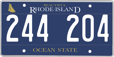 RI license plate 244204