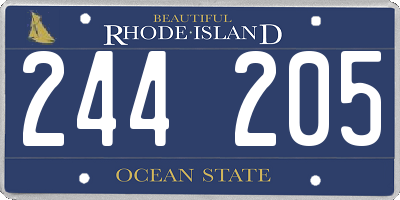 RI license plate 244205