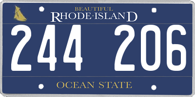 RI license plate 244206