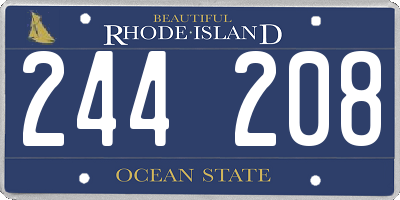 RI license plate 244208