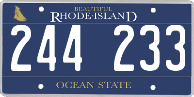 RI license plate 244233