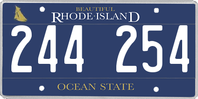 RI license plate 244254