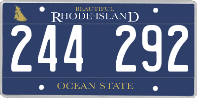 RI license plate 244292