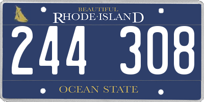 RI license plate 244308