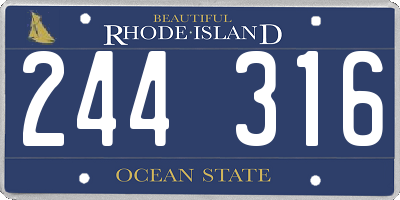 RI license plate 244316