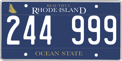 RI license plate 244999