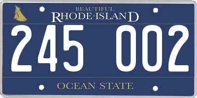 RI license plate 245002