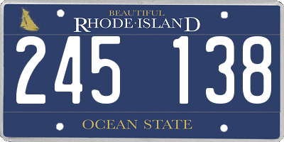 RI license plate 245138