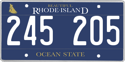 RI license plate 245205