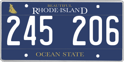 RI license plate 245206