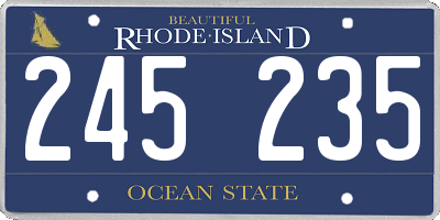 RI license plate 245235