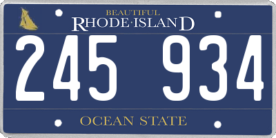 RI license plate 245934