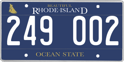 RI license plate 249002