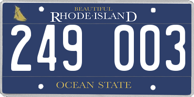 RI license plate 249003