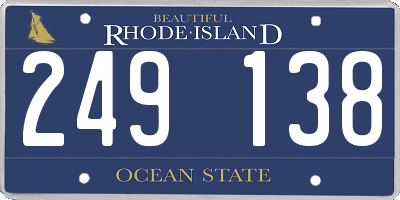 RI license plate 249138