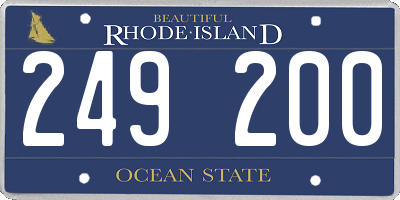 RI license plate 249200