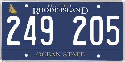 RI license plate 249205