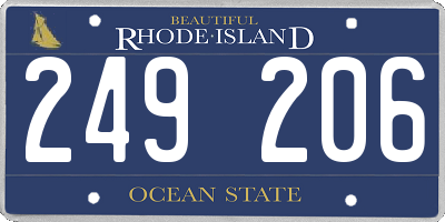 RI license plate 249206