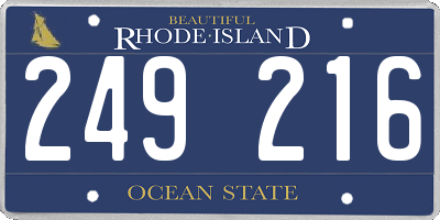 RI license plate 249216