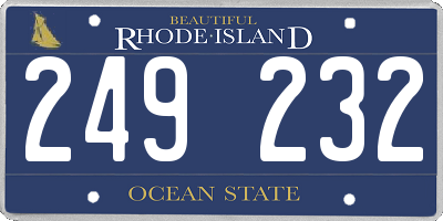 RI license plate 249232