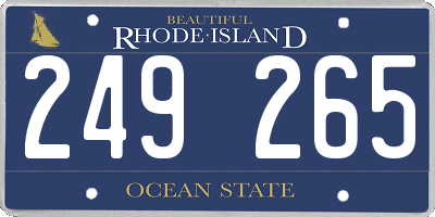 RI license plate 249265