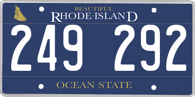 RI license plate 249292