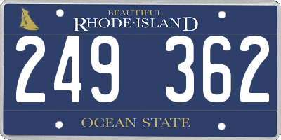 RI license plate 249362