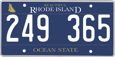 RI license plate 249365