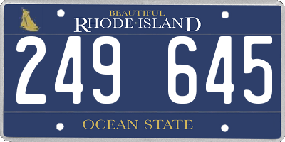RI license plate 249645