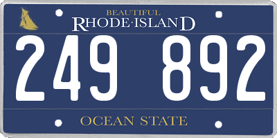 RI license plate 249892