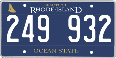 RI license plate 249932