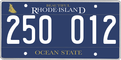 RI license plate 250012