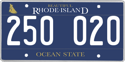 RI license plate 250020