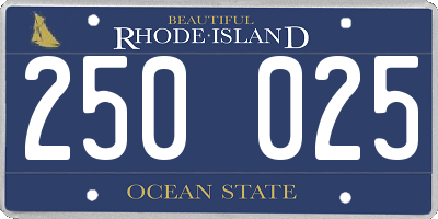 RI license plate 250025