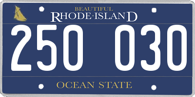 RI license plate 250030