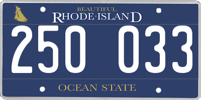 RI license plate 250033