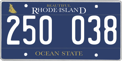RI license plate 250038