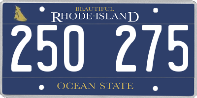 RI license plate 250275
