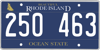 RI license plate 250463