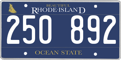 RI license plate 250892
