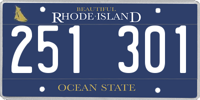 RI license plate 251301