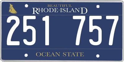 RI license plate 251757