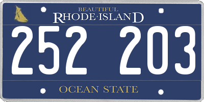 RI license plate 252203