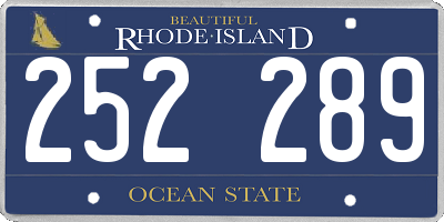 RI license plate 252289