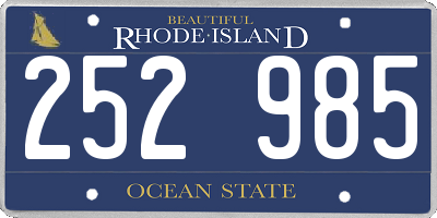 RI license plate 252985